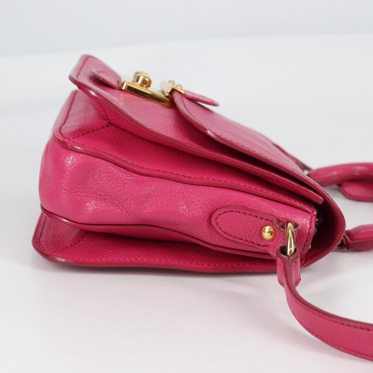 Miu Miu Hand Bag Leather 2way Pink Gold Auth 140807V