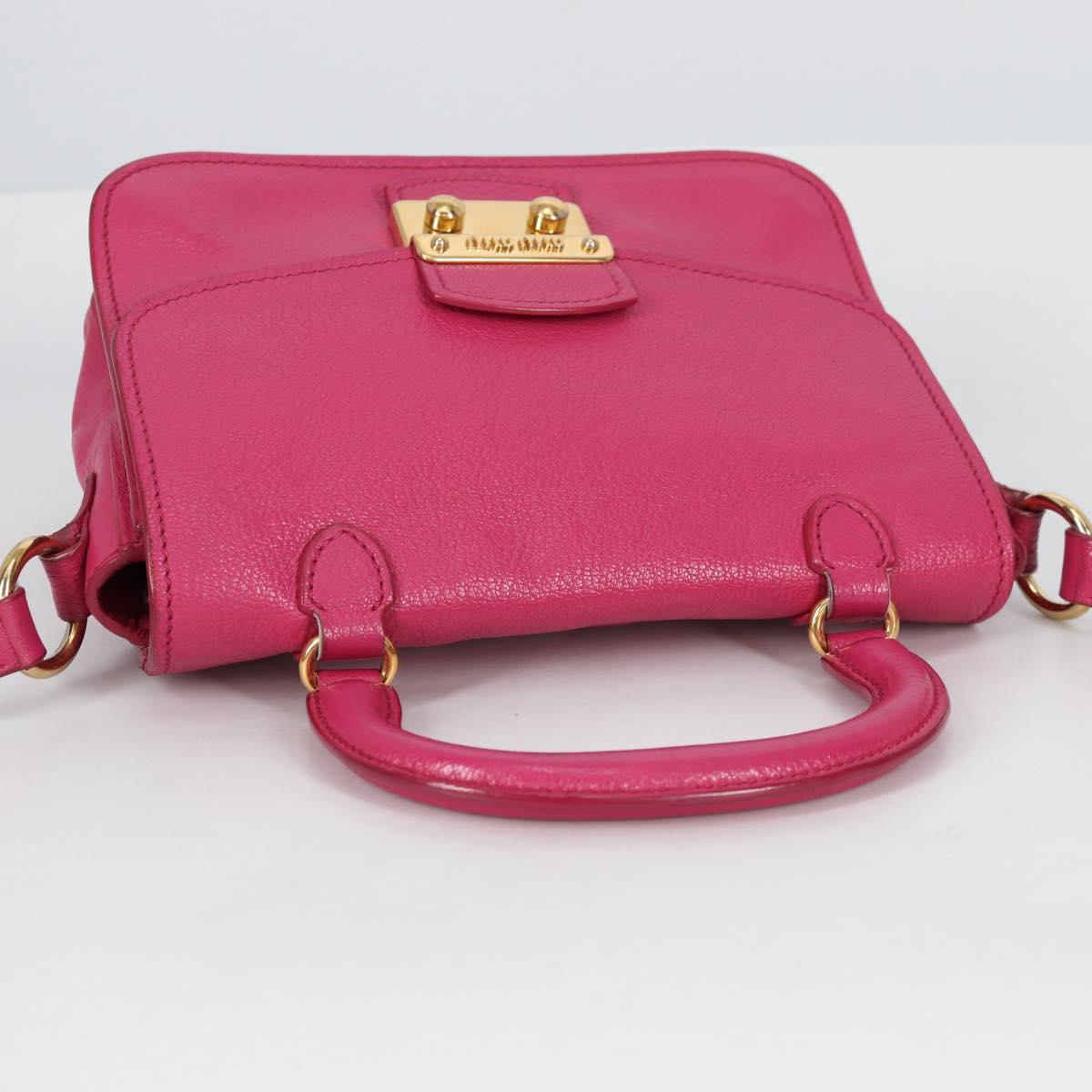 Miu Miu Hand Bag Leather 2way Pink Gold Auth 140807V