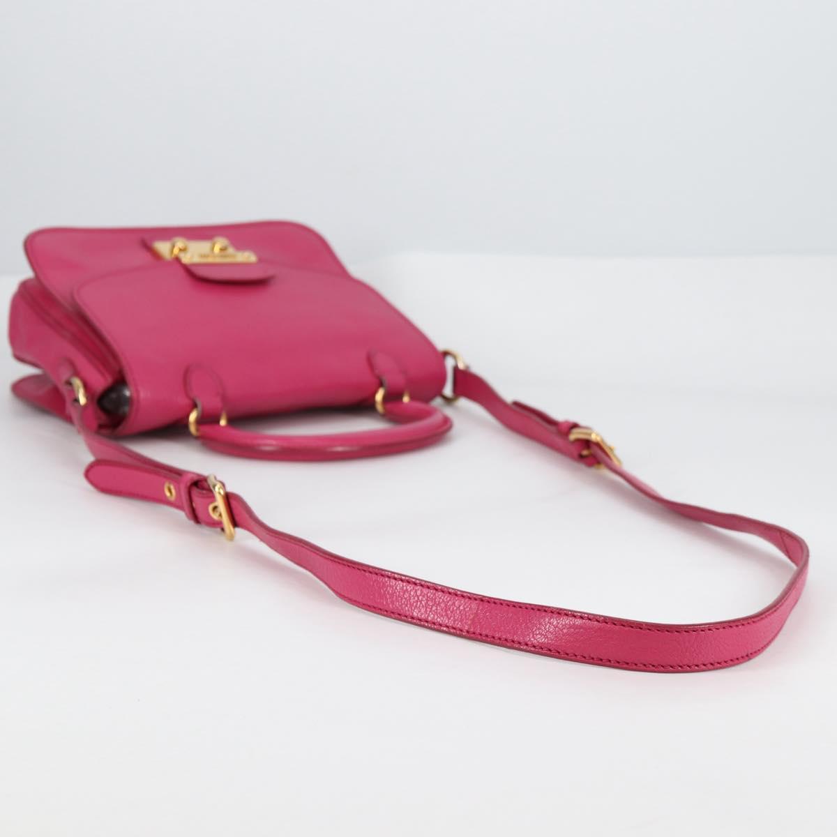 Miu Miu Hand Bag Leather 2way Pink Gold Auth 140807V