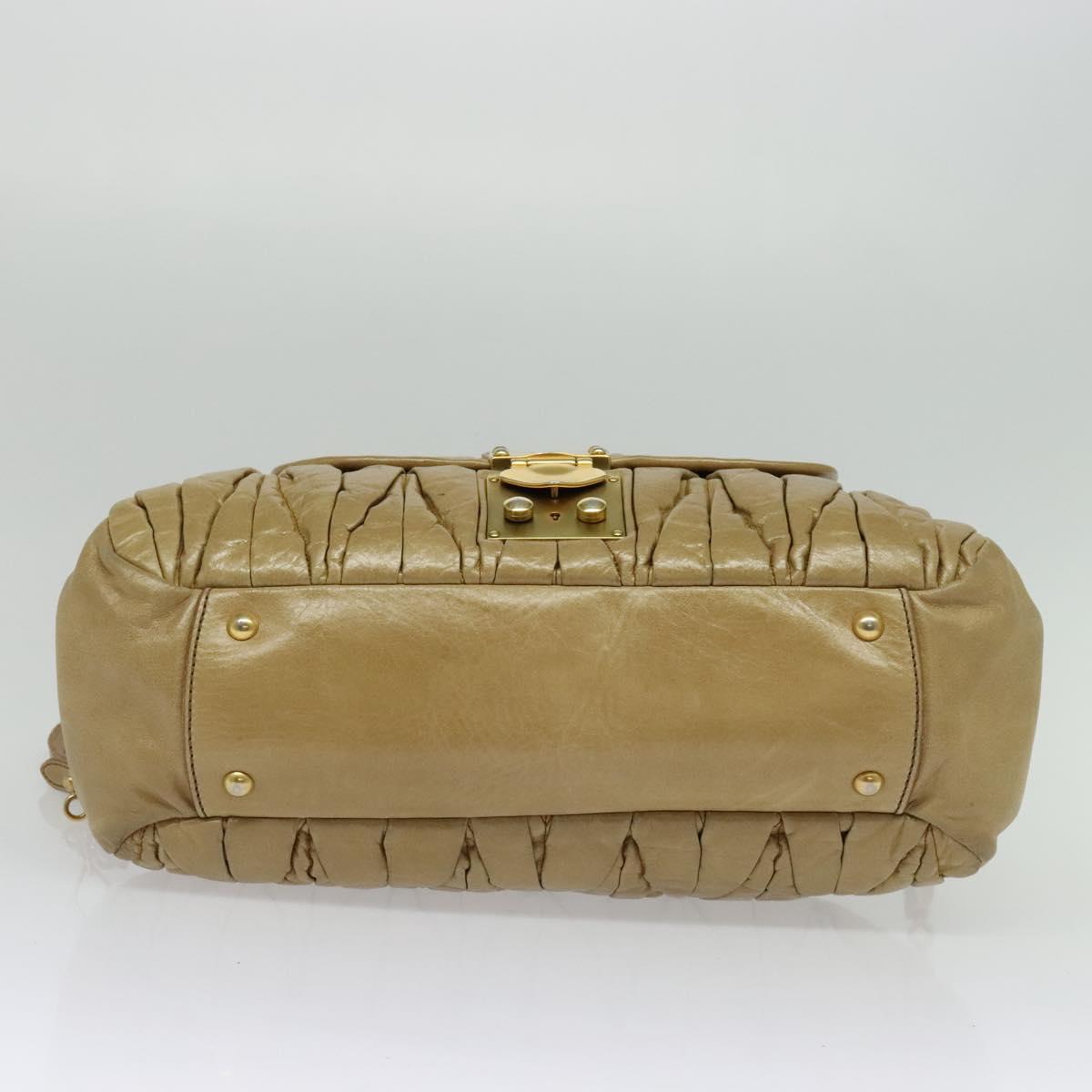 Miu Miu Hand Bag Leather 2way Beige Gold Auth 140809