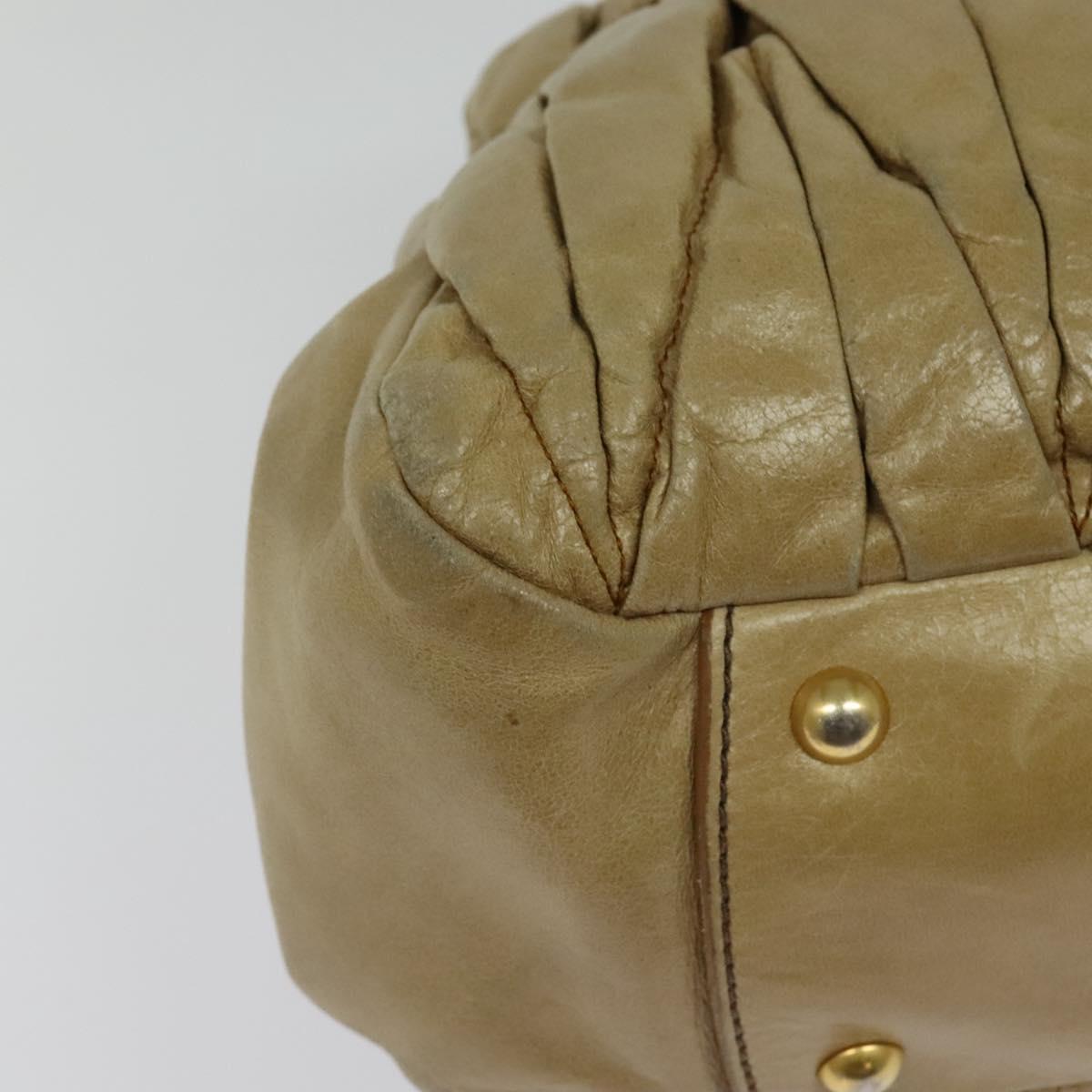 Miu Miu Hand Bag Leather 2way Beige Gold Auth 140809