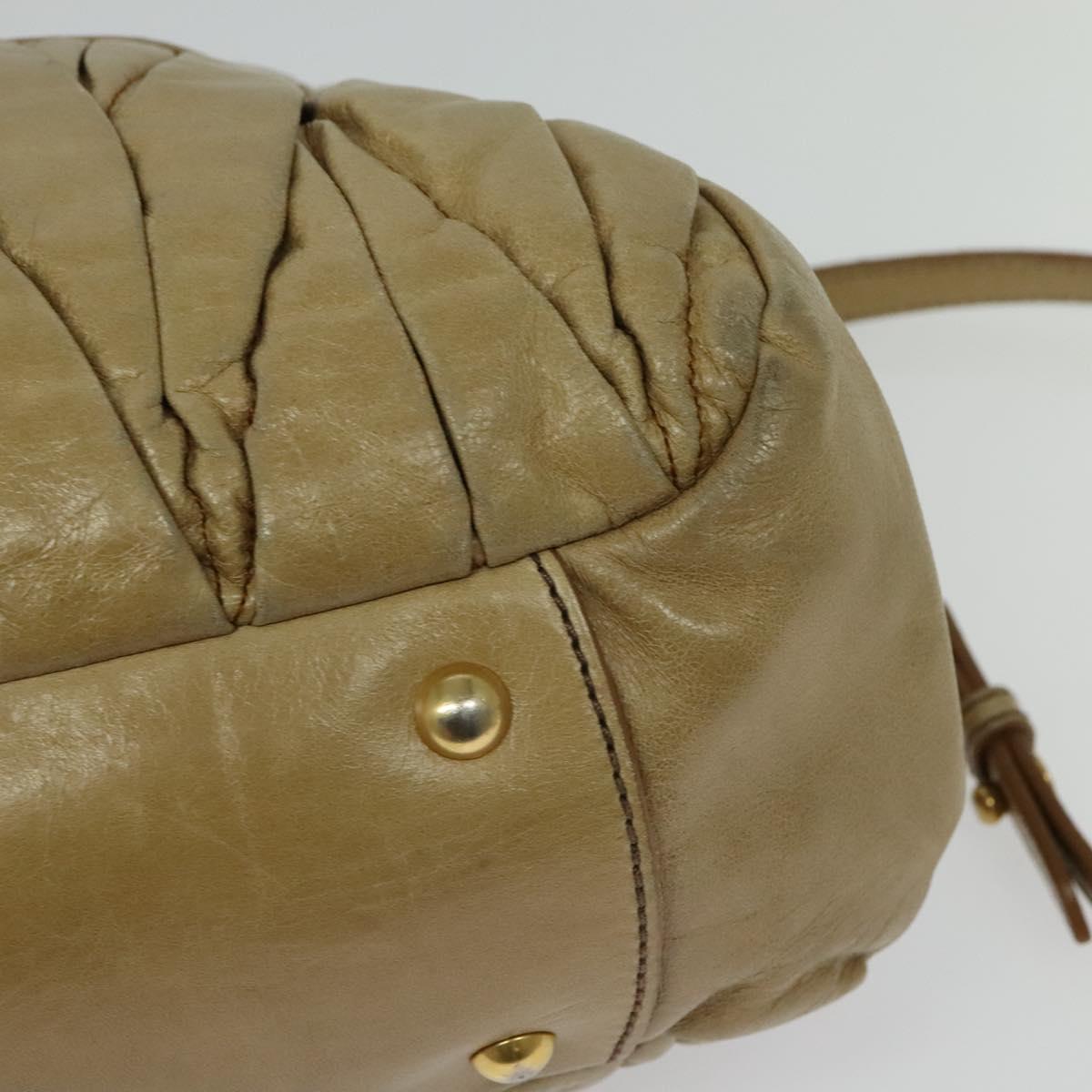 Miu Miu Hand Bag Leather 2way Beige Gold Auth 140809