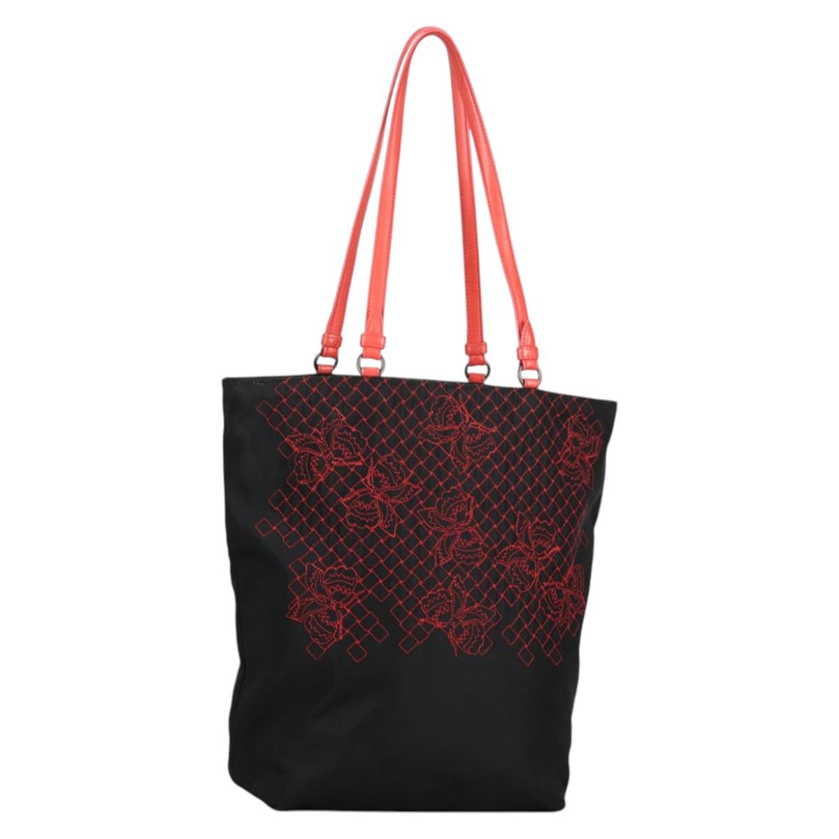 BOTTEGA VENETA Tote Bag Nylon Black Red Auth 140820V