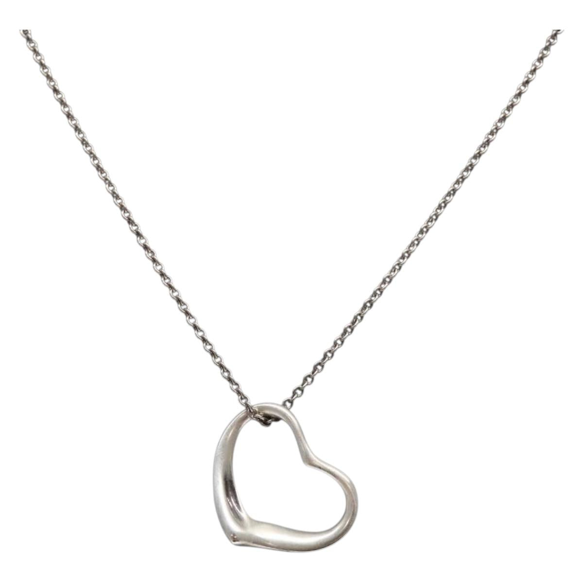 TIFFANY&Co. Open Heart Necklace Ag925 Silver Auth 140822