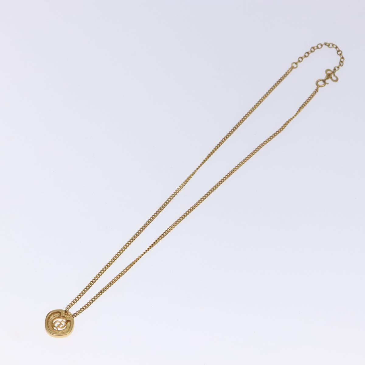 Christian Dior Stone Necklace metal Gold Tone Auth 140828