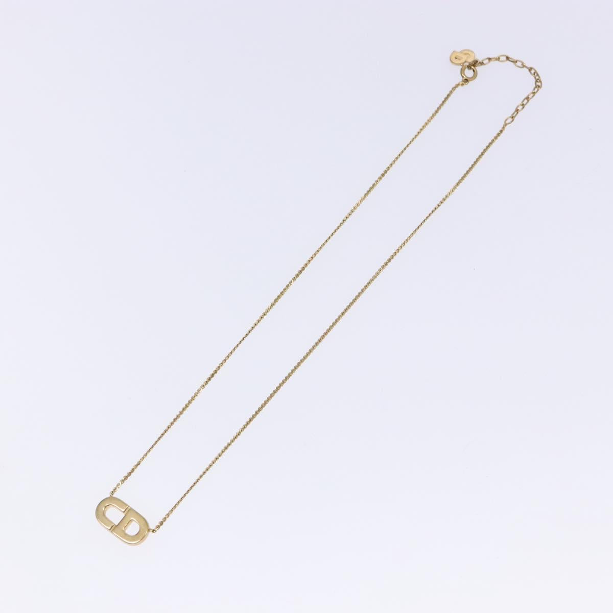 Christian Dior CD Logo Necklace metal Gold Tone Auth 140832