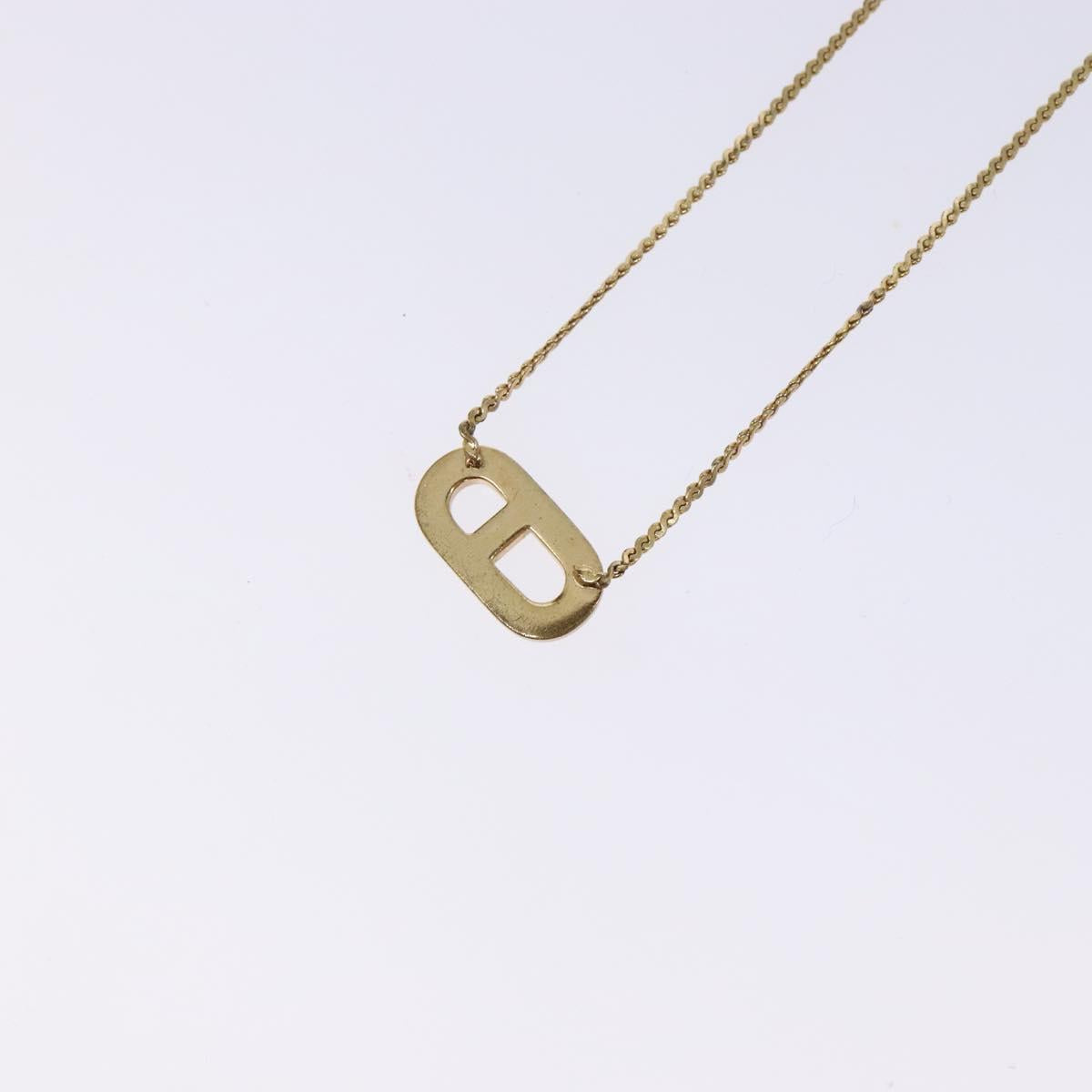Christian Dior CD Logo Necklace metal Gold Tone Auth 140832