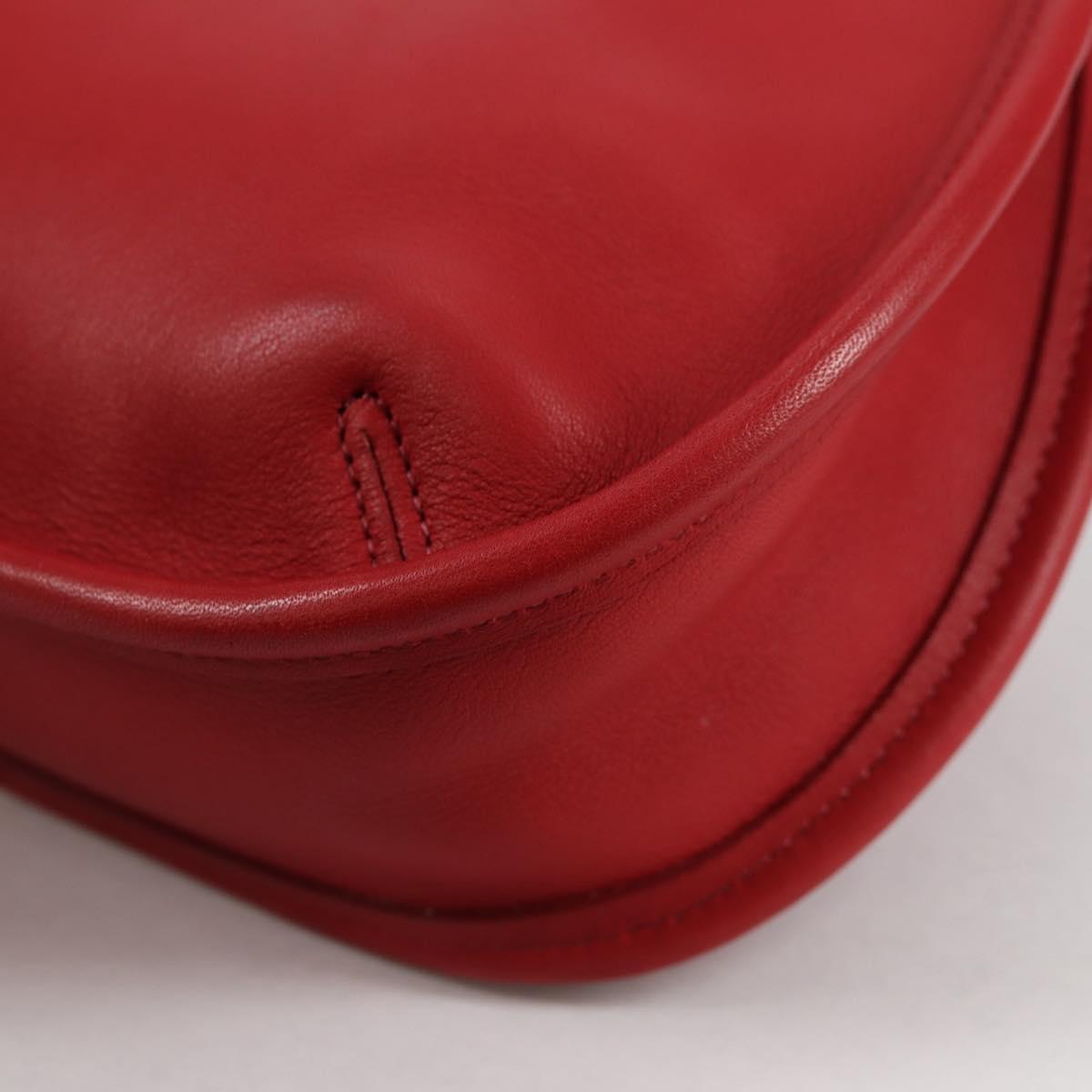 Coach Hand Bag Leather Red Auth 140834V