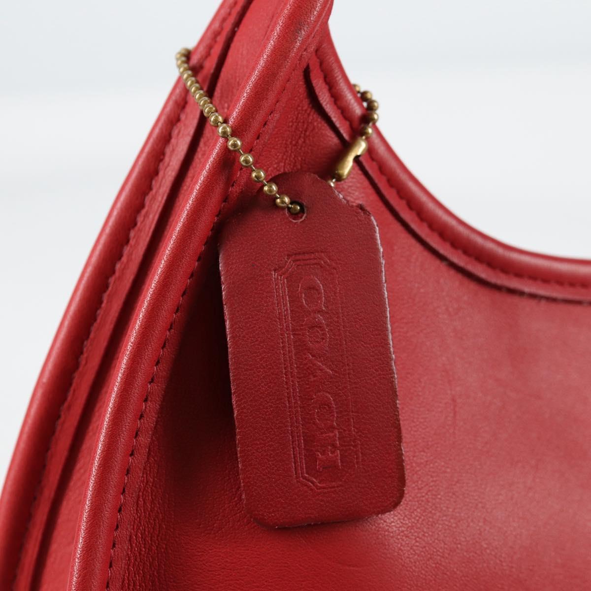 Coach Hand Bag Leather Red Auth 140834V