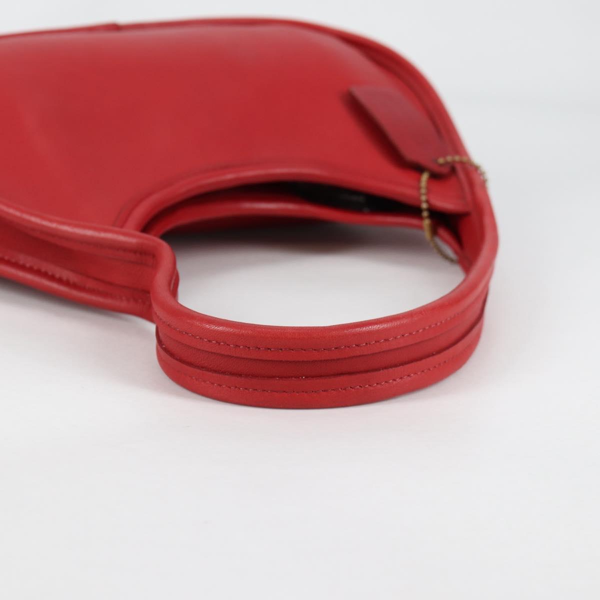 Coach Hand Bag Leather Red Auth 140834V