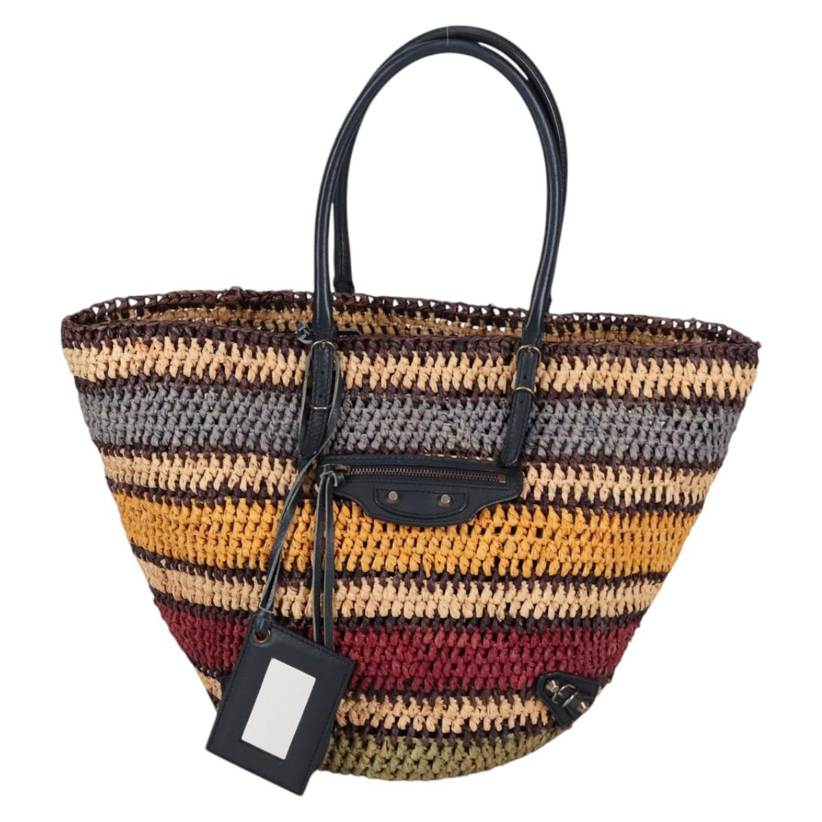 BALENCIAGA Tote Bag Raffia Beige Auth 140846V