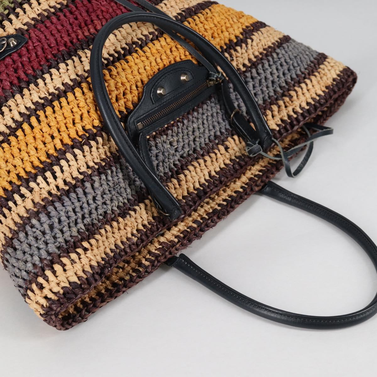 BALENCIAGA Tote Bag Raffia Beige Auth 140846V