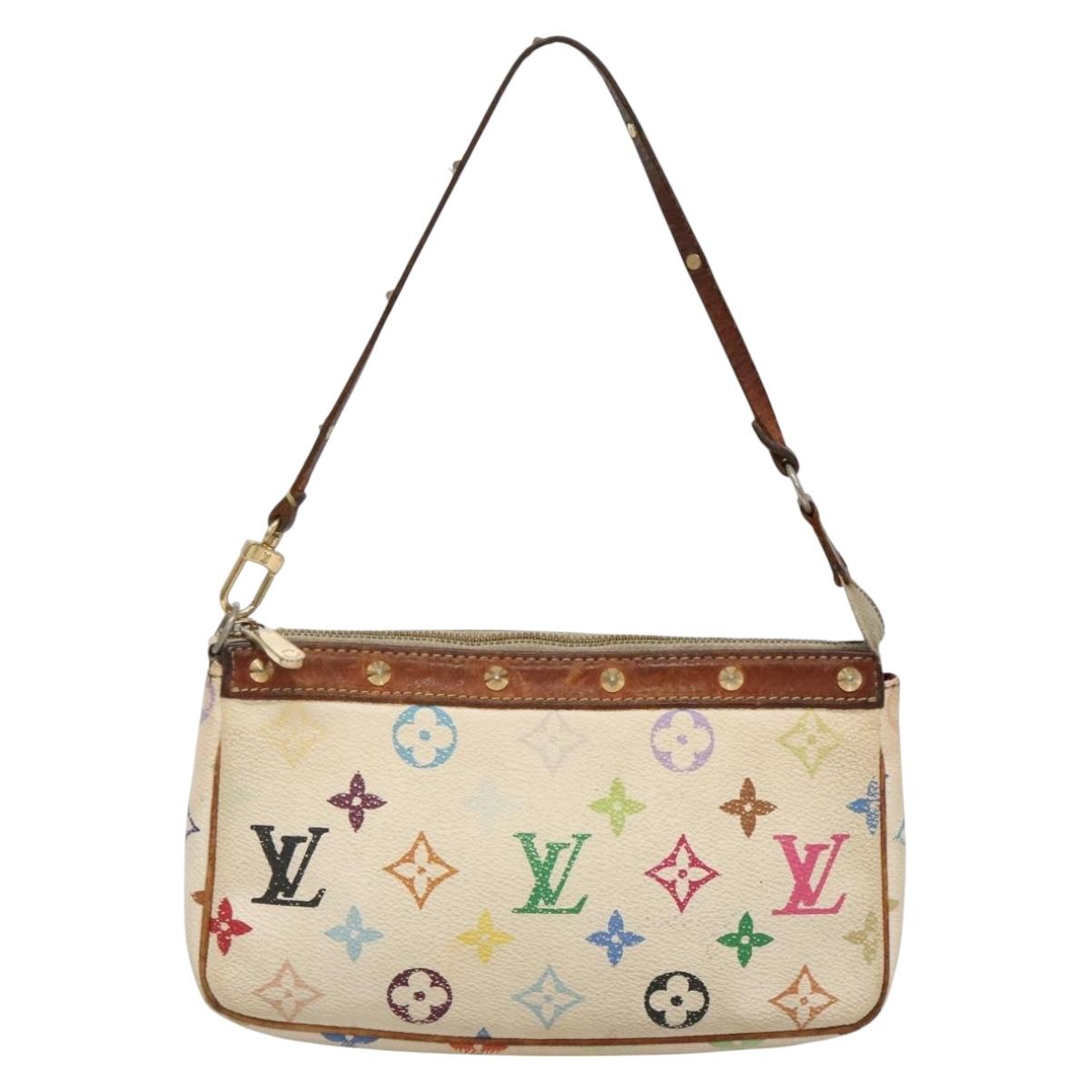 LOUIS VUITTON Monogram Multicolor Pochette Pouch White M92649 LV Auth 140848