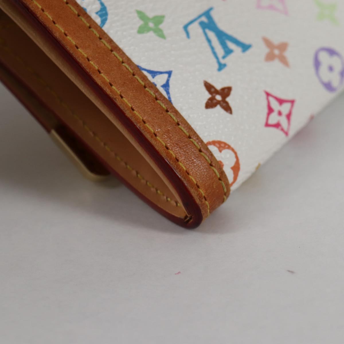 LOUIS VUITTON Multicolor Porte Monnaie Pla Coin Purse White M92657 Auth 140850V