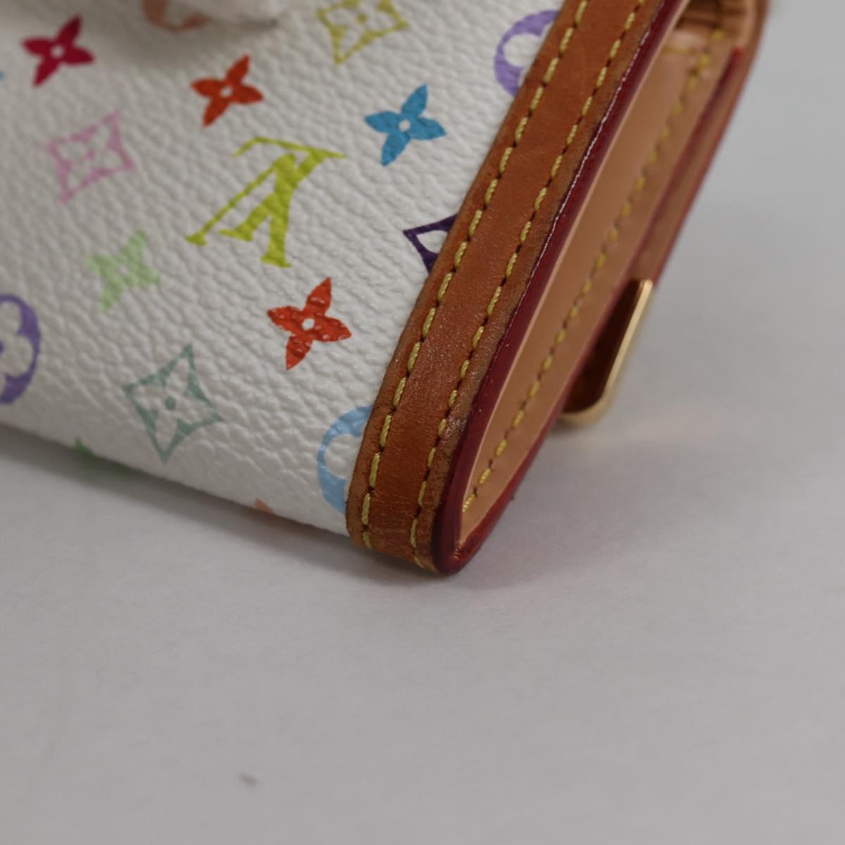 LOUIS VUITTON Multicolor Porte Monnaie Pla Coin Purse White M92657 Auth 140850V