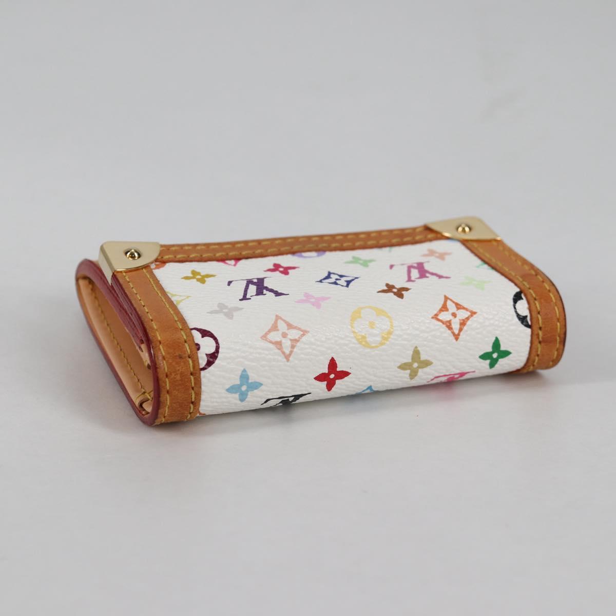 LOUIS VUITTON Multicolor Porte Monnaie Pla Coin Purse White M92657 Auth 140850V