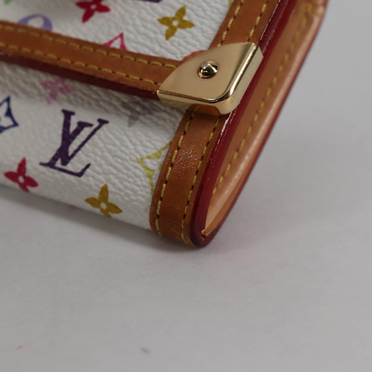 LOUIS VUITTON Multicolor Porte Monnaie Pla Coin Purse White M92657 Auth 140850V