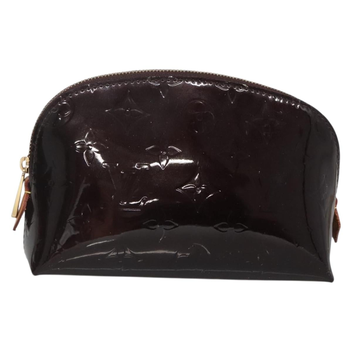 LOUIS VUITTON Monogram Vernis Pochette Cosmetic PM Amarante M91495 Auth 140856