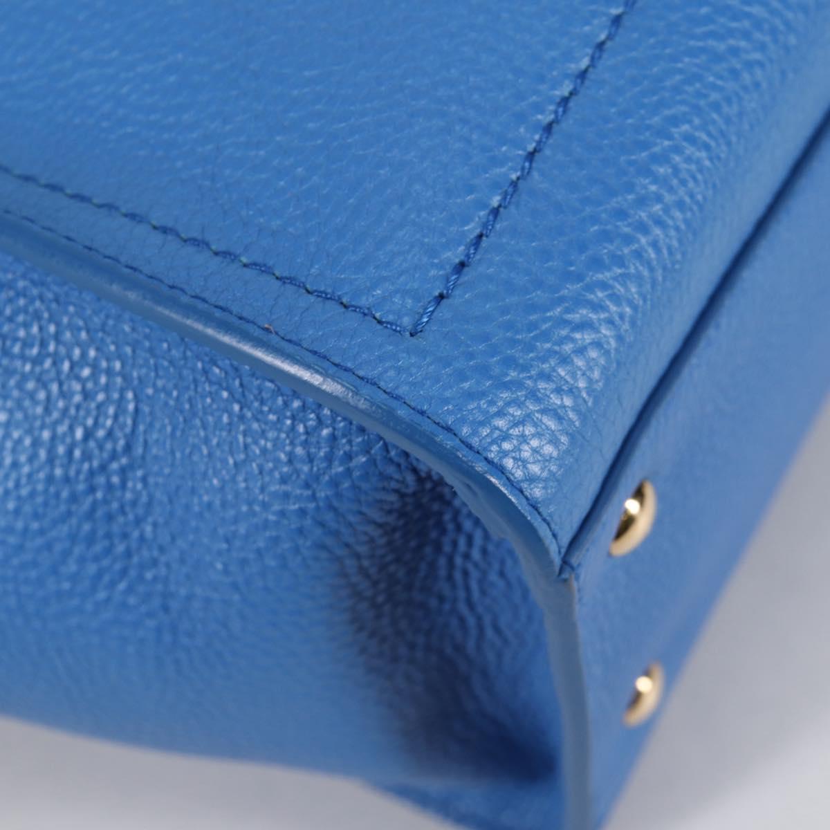 Salvatore Ferragamo Gancini Hand Bag Leather 2way Blue Gold Auth 140859V