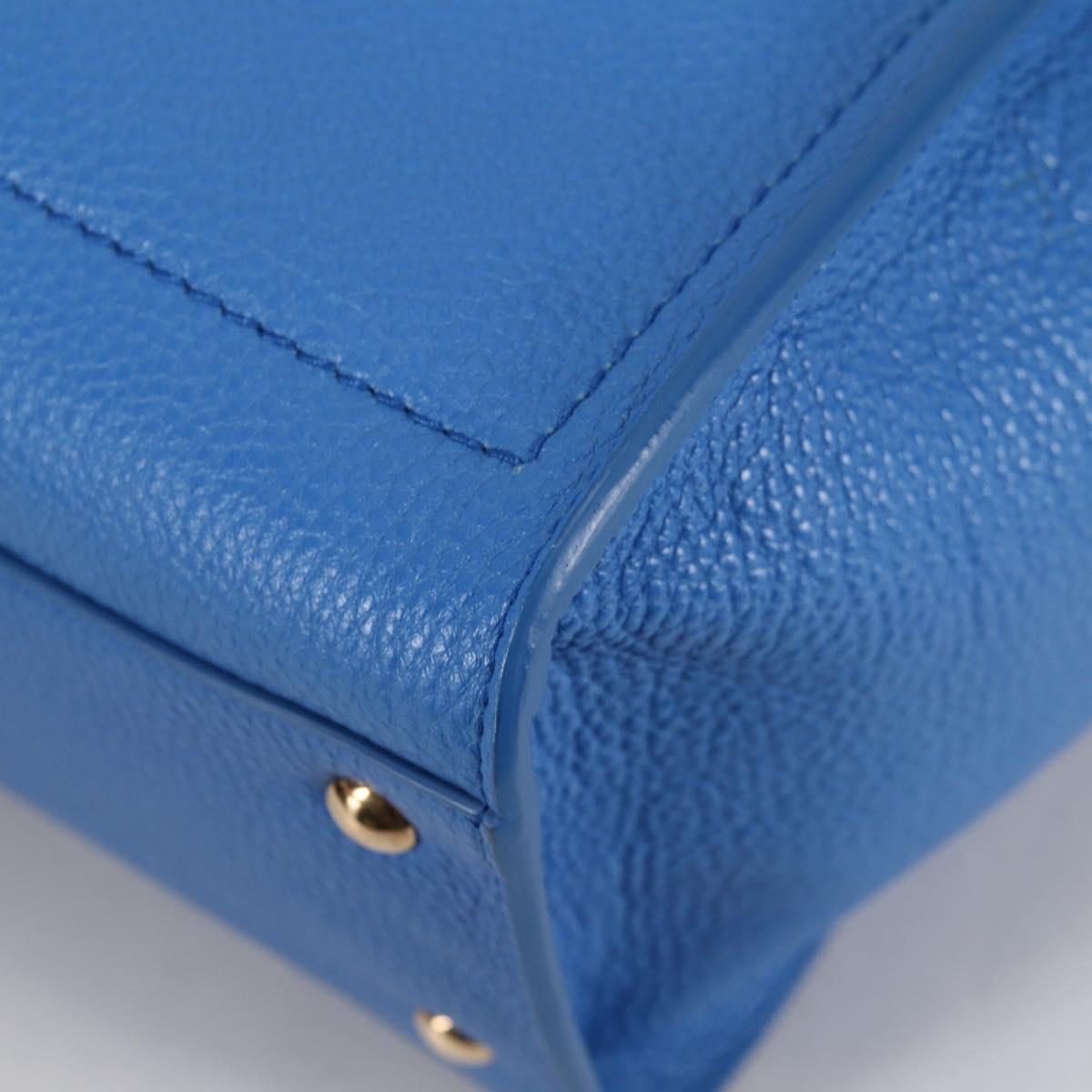 Salvatore Ferragamo Gancini Hand Bag Leather 2way Blue Gold Auth 140859V