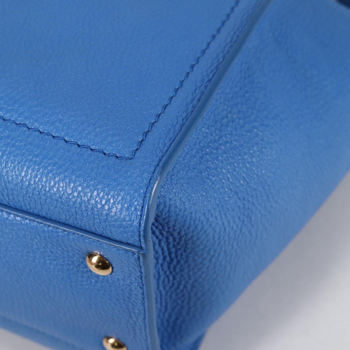 Salvatore Ferragamo Gancini Hand Bag Leather 2way Blue Gold Auth 140859V
