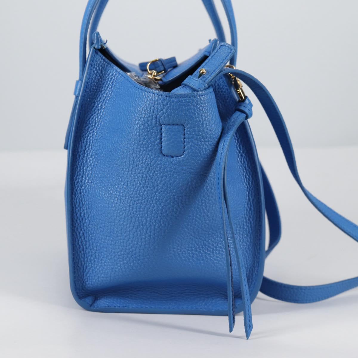 Salvatore Ferragamo Gancini Hand Bag Leather 2way Blue Gold Auth 140859V