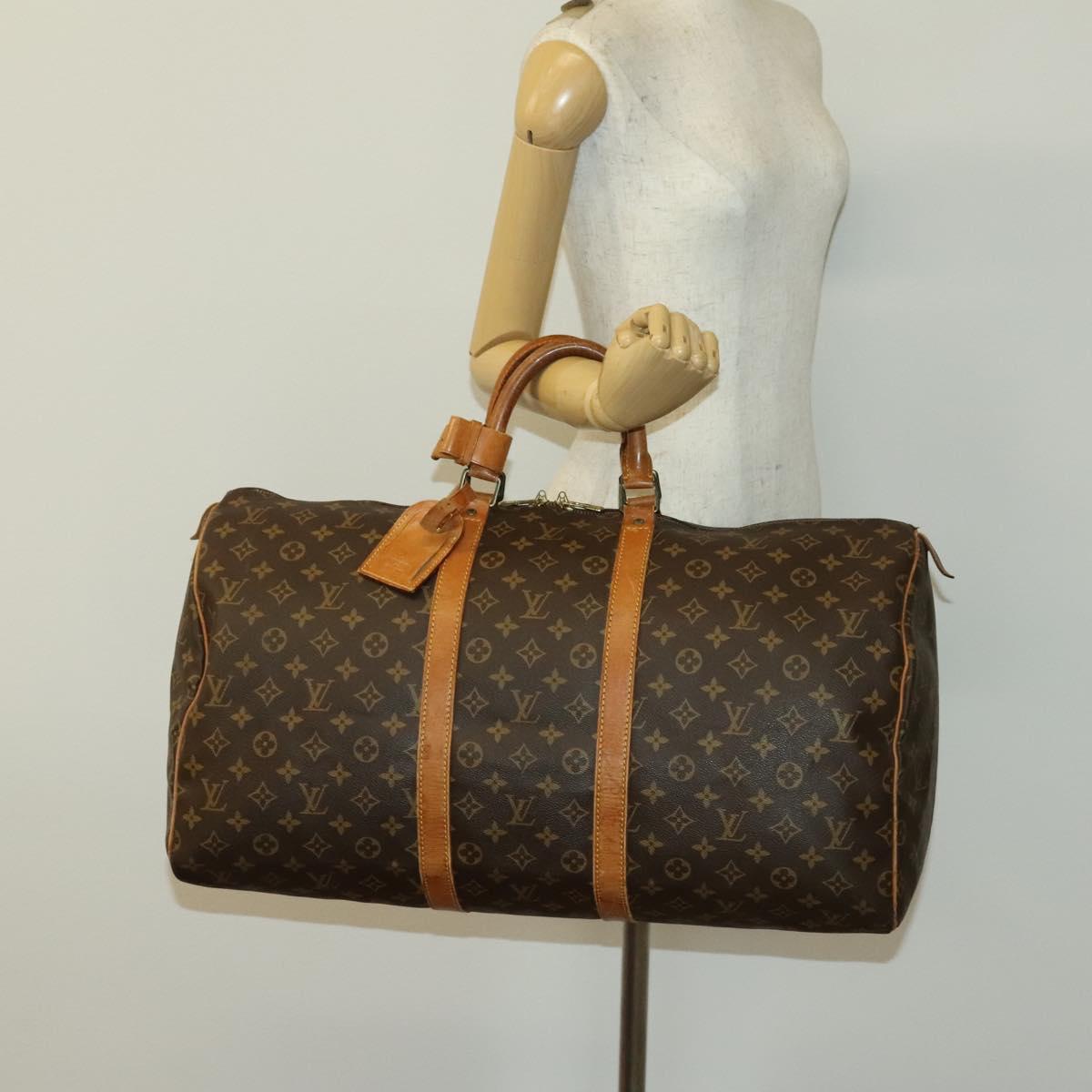 LOUIS VUITTON Monogram Keepall 55 Boston Bag M41424 LV Auth 140880
