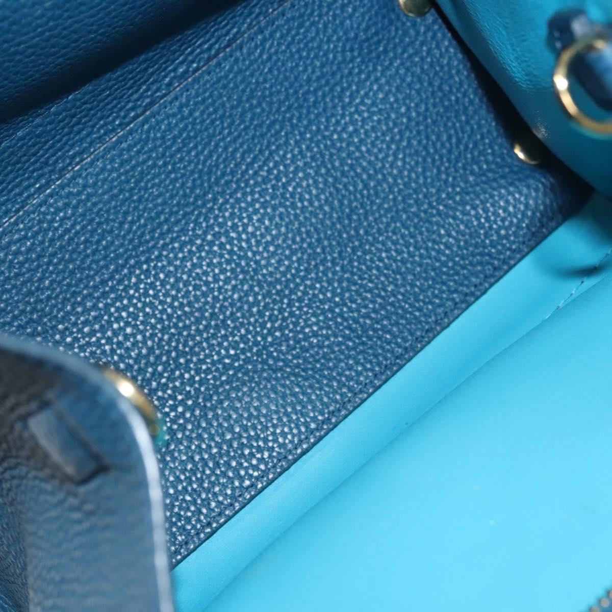 Salvatore Ferragamo Hand Bag Leather Blue Gold Auth 140893