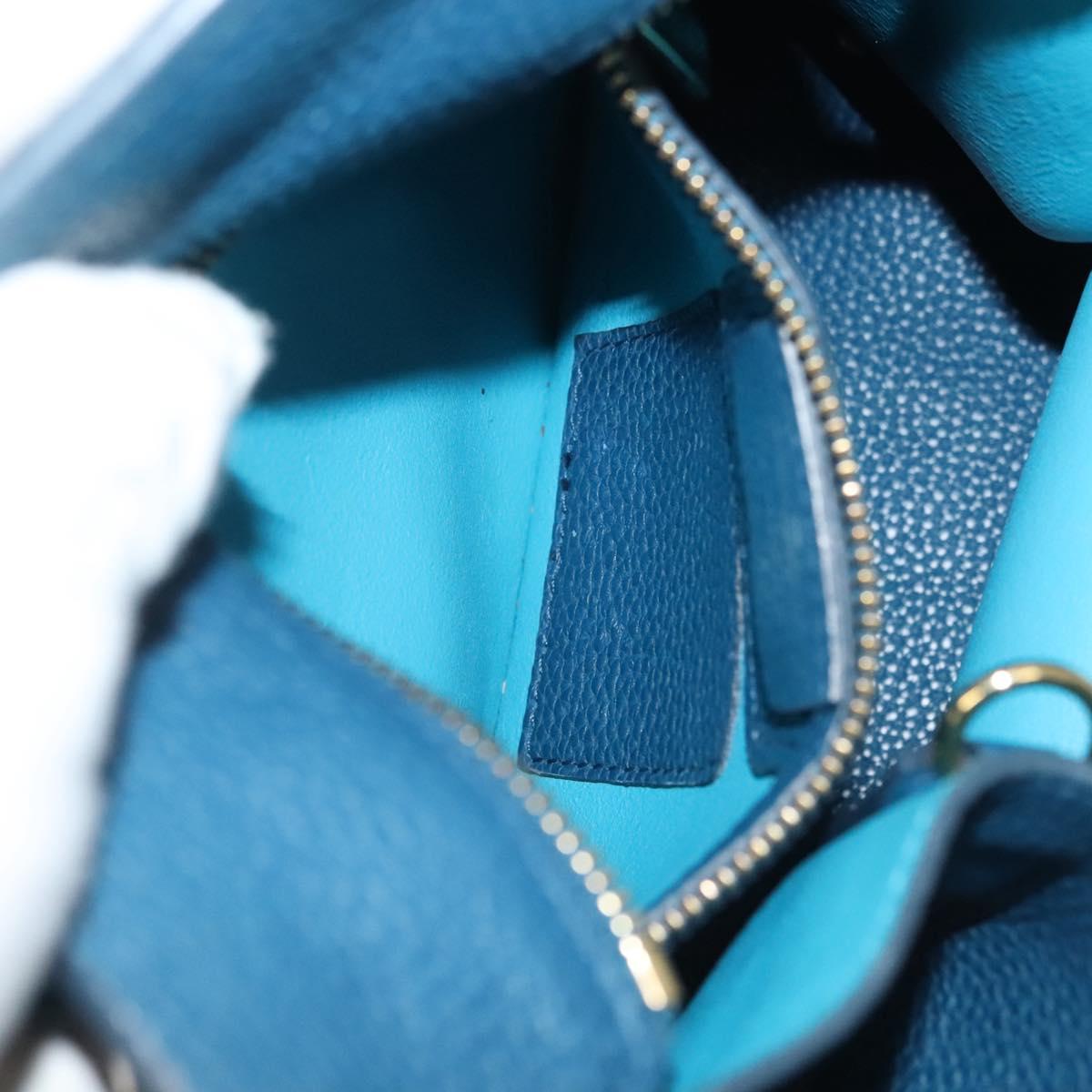 Salvatore Ferragamo Hand Bag Leather Blue Gold Auth 140893