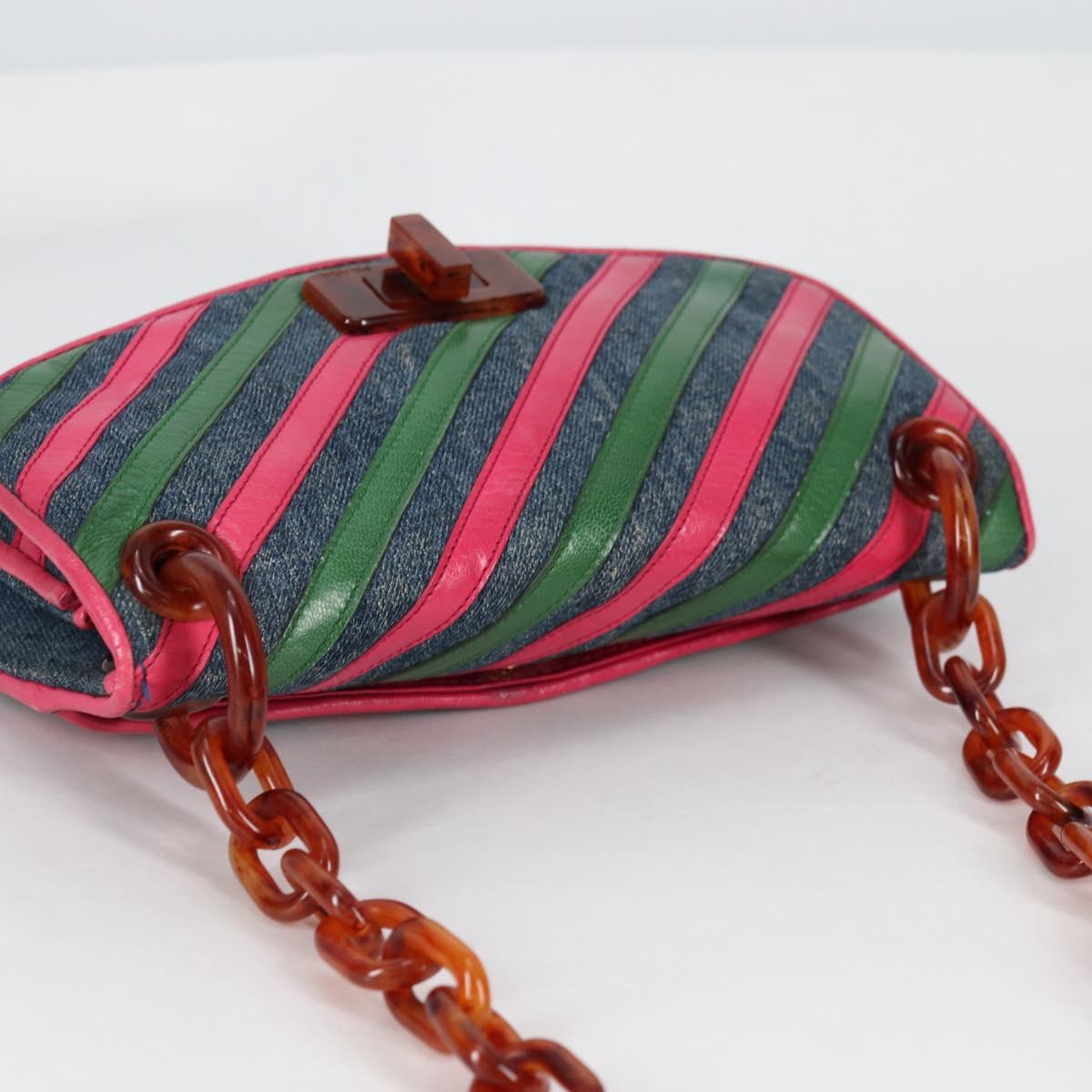 PRADA Shoulder Bag Denim Blue Auth 140894V