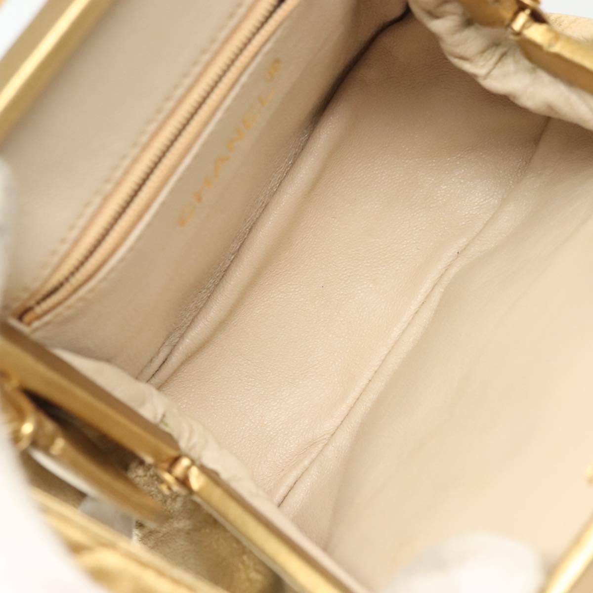 CHANEL Shoulder Bag Lamb Skin Gold CC Auth 140900