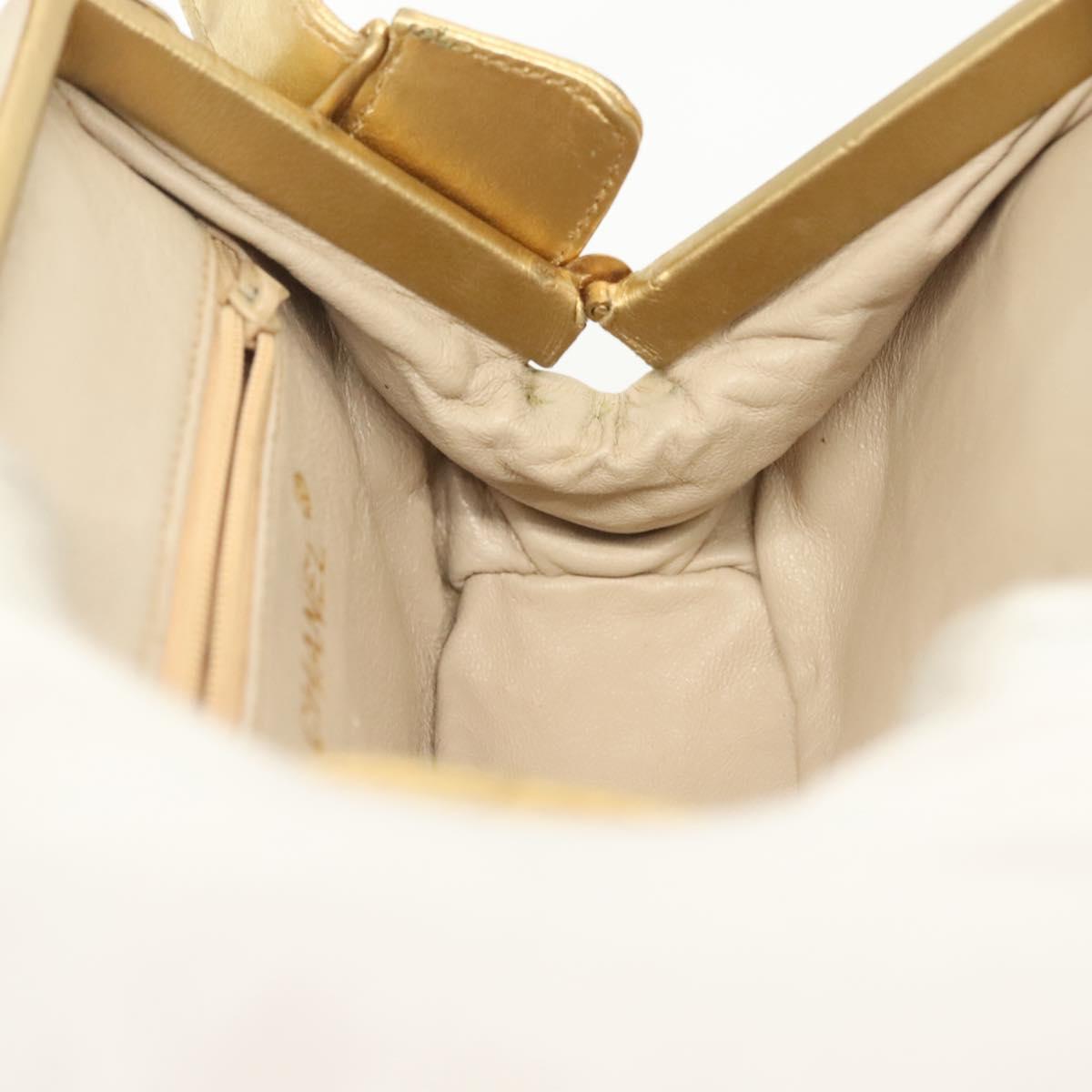 CHANEL Shoulder Bag Lamb Skin Gold CC Auth 140900