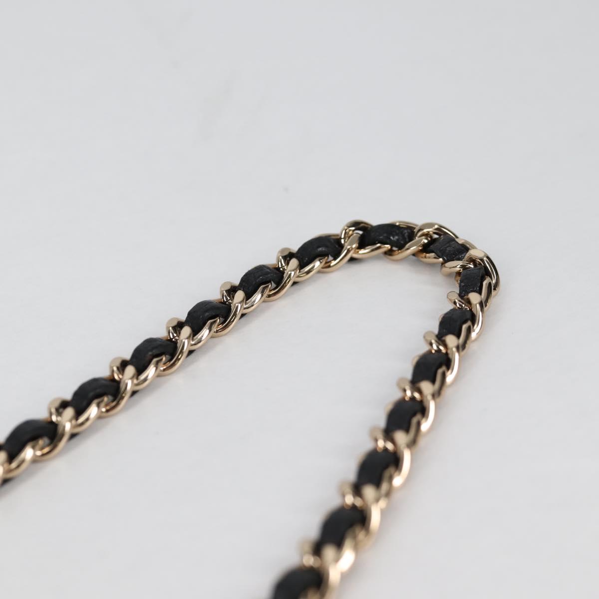 CHANEL Chain Phone Case Raffia Beige Gold CC Auth 140901SAM