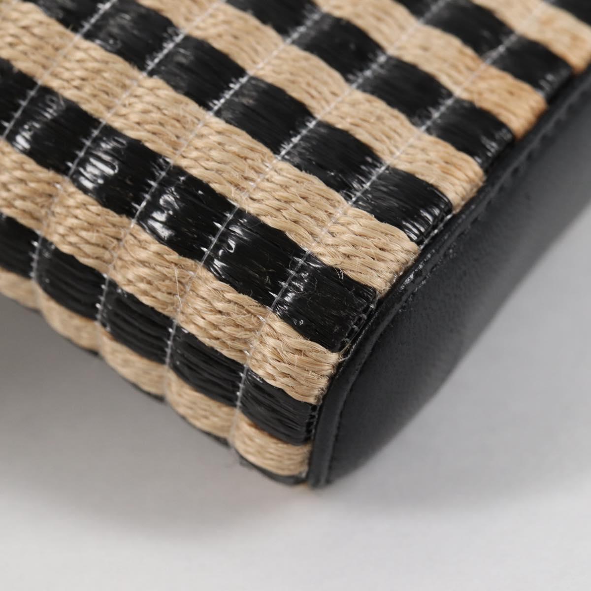 CHANEL Chain Phone Case Raffia Beige Gold CC Auth 140901SAM