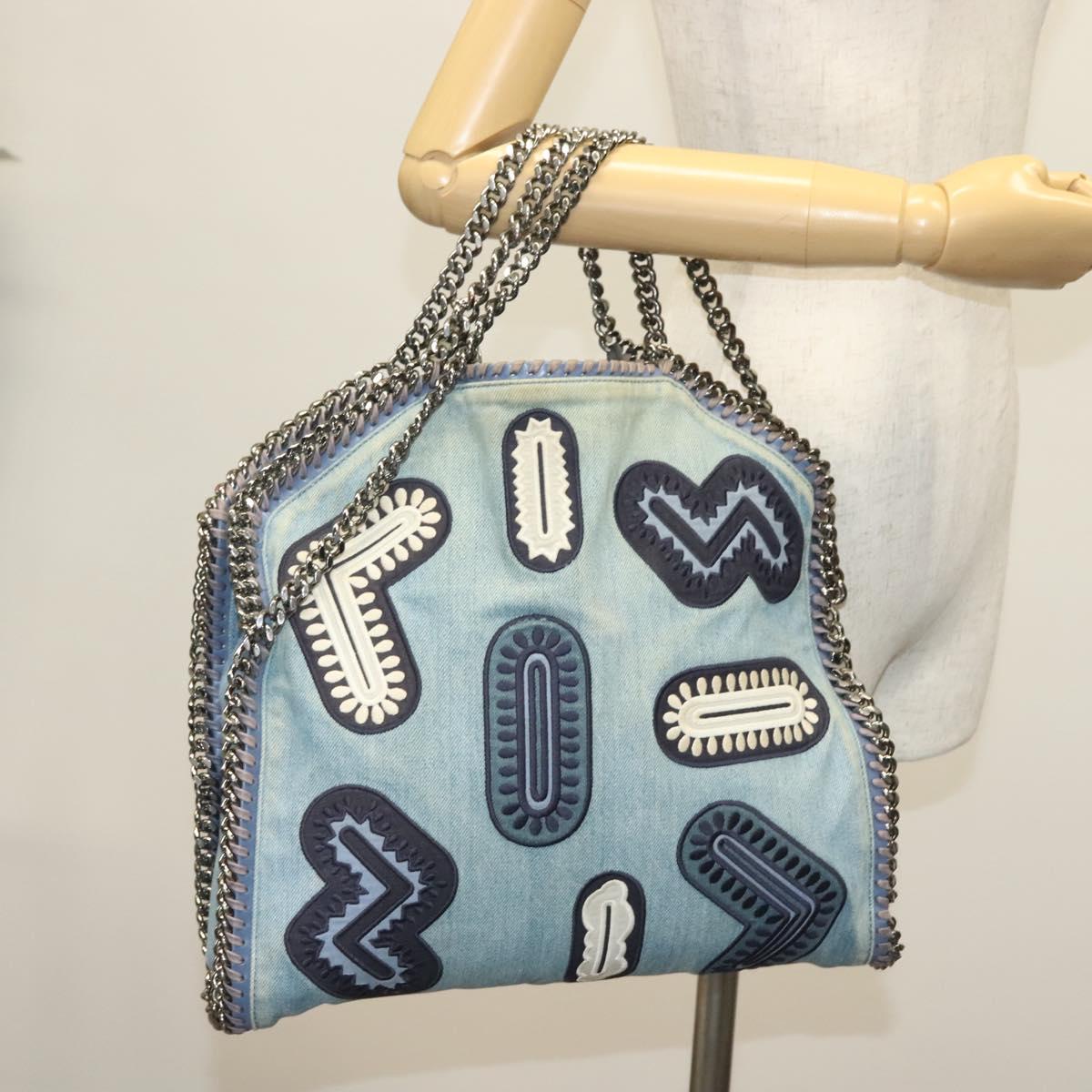 Stella MacCartney Chain Faravera Shoulder Bag Denim Light Blue Auth 140910