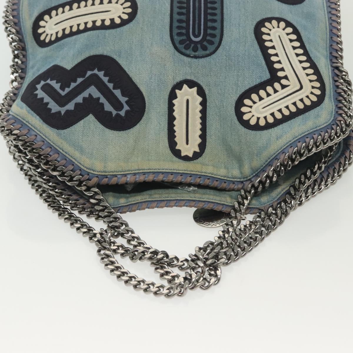 Stella MacCartney Chain Faravera Shoulder Bag Denim Light Blue Auth 140910