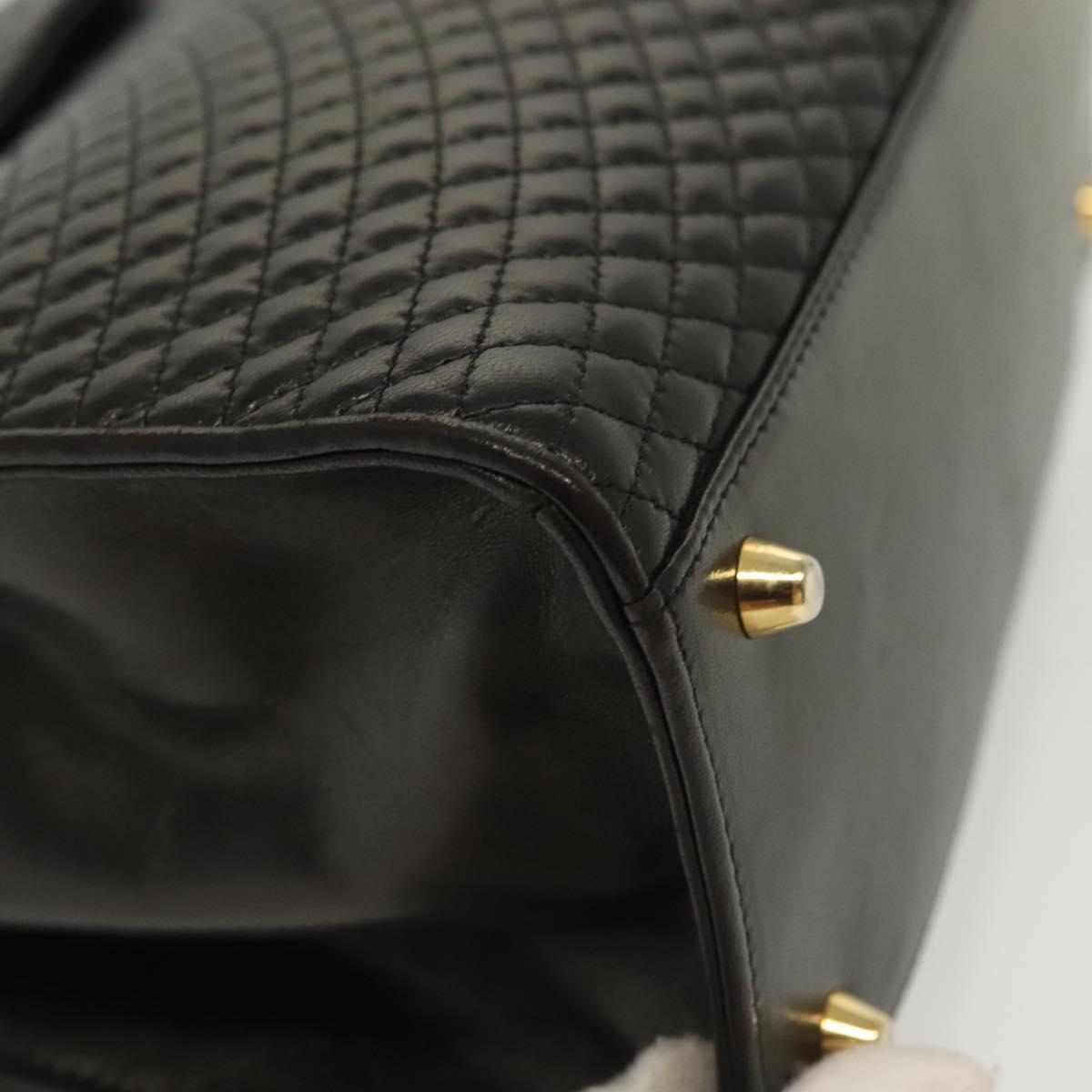 BALLY Hand Bag Leather 2way Black Gold Auth 140911