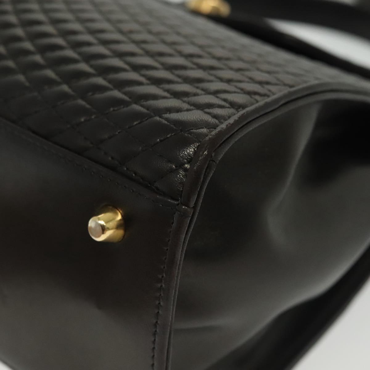 BALLY Hand Bag Leather 2way Black Gold Auth 140911