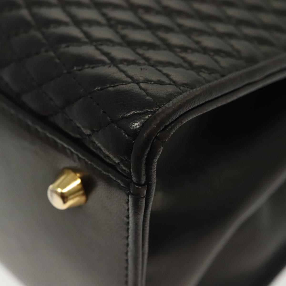 BALLY Hand Bag Leather 2way Black Gold Auth 140911