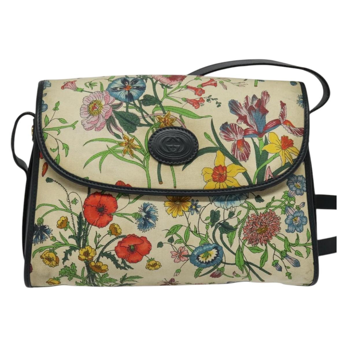 GUCCI flora Shoulder Bag Canvas Multicolor Gold 001 14 0712 Auth 140915