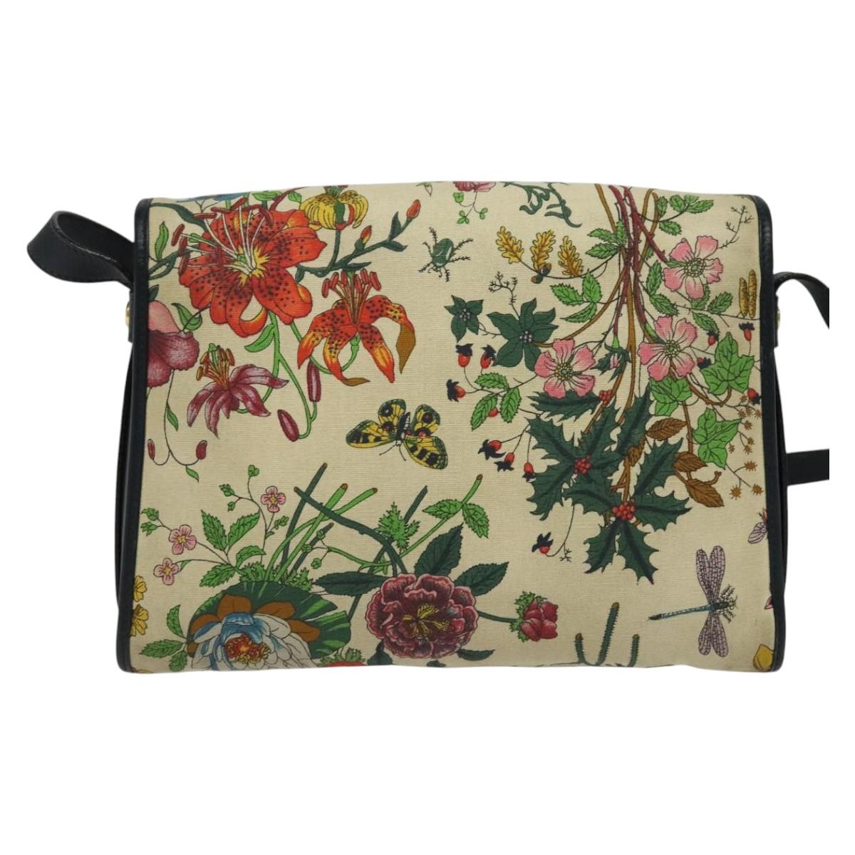 GUCCI flora Shoulder Bag Canvas Multicolor Gold 001 14 0712 Auth 140915