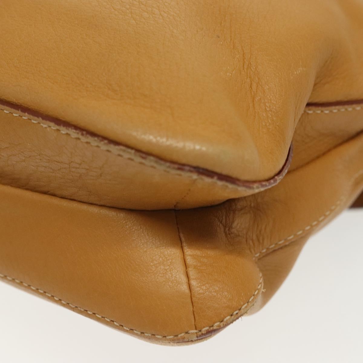PRADA Shoulder Bag Leather Beige Silver Auth 140921
