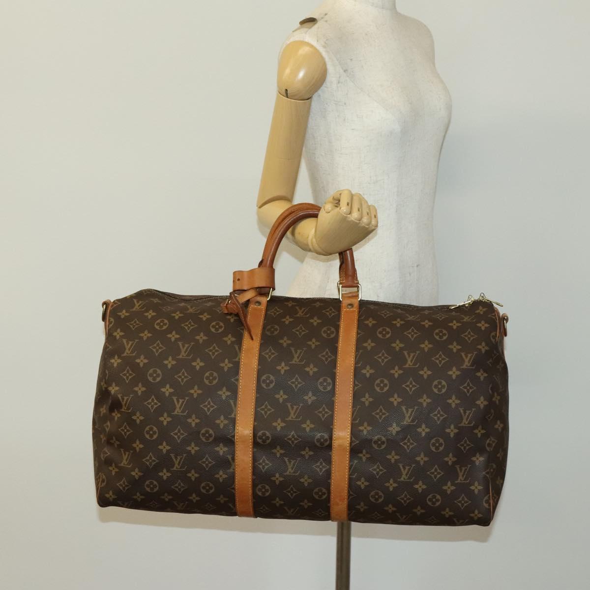 LOUIS VUITTON Monogram Keepall Bandouliere 55 Boston Bag M41414 LV Auth 140940