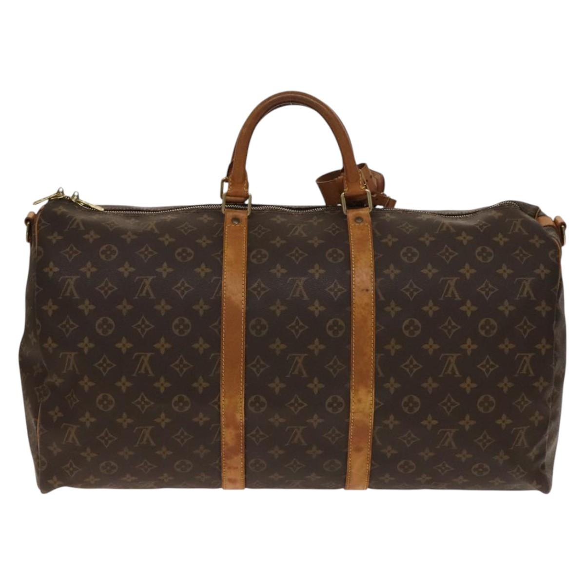 LOUIS VUITTON Monogram Keepall Bandouliere 55 Boston Bag M41414 LV Auth 140940