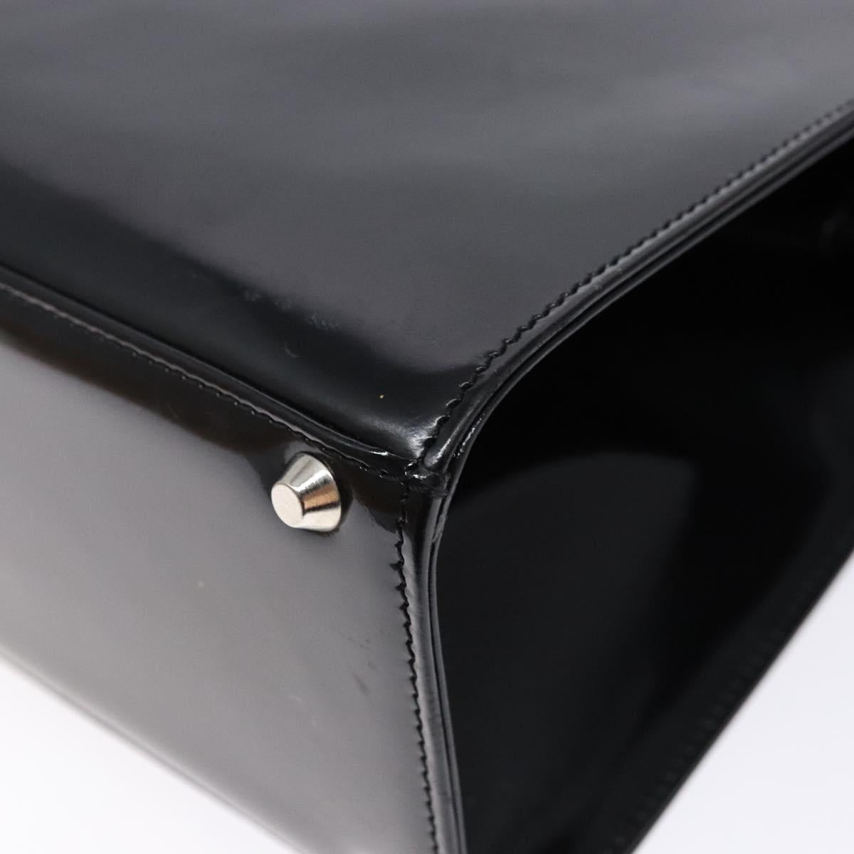 Christian Dior Hand Bag Leather Black Gold Auth 140947