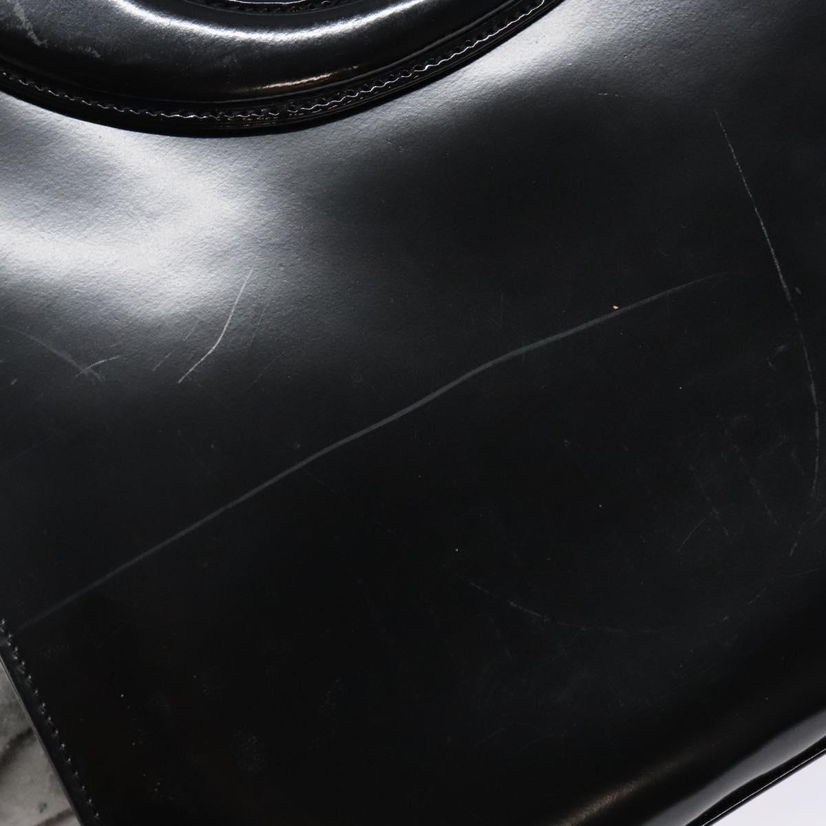 Christian Dior Hand Bag Leather Black Gold Auth 140947