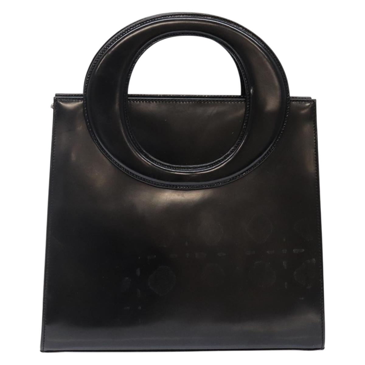 Christian Dior Hand Bag Leather Black Gold Auth 140947
