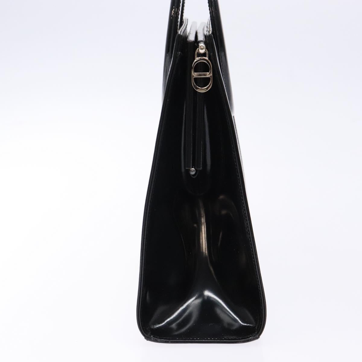 Christian Dior Hand Bag Leather Black Gold Auth 140947