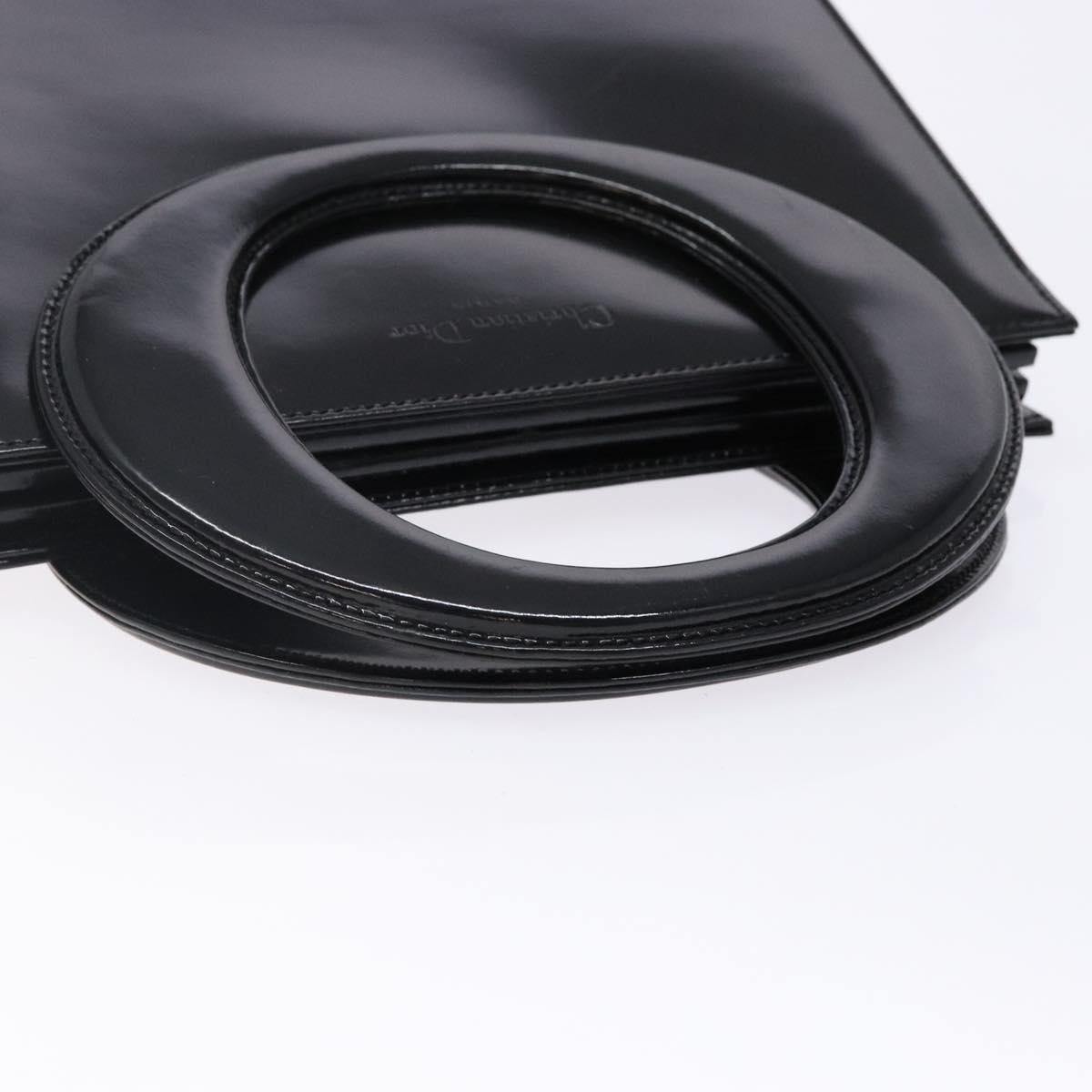 Christian Dior Hand Bag Leather Black Gold Auth 140947