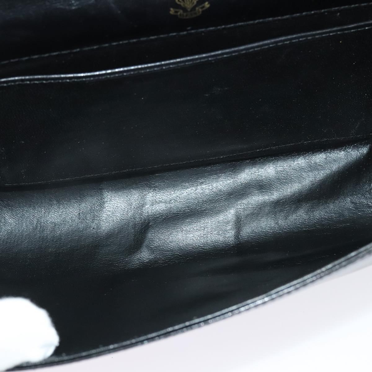 GUCCI Shoulder Bag Leather Black Gold Auth 140948